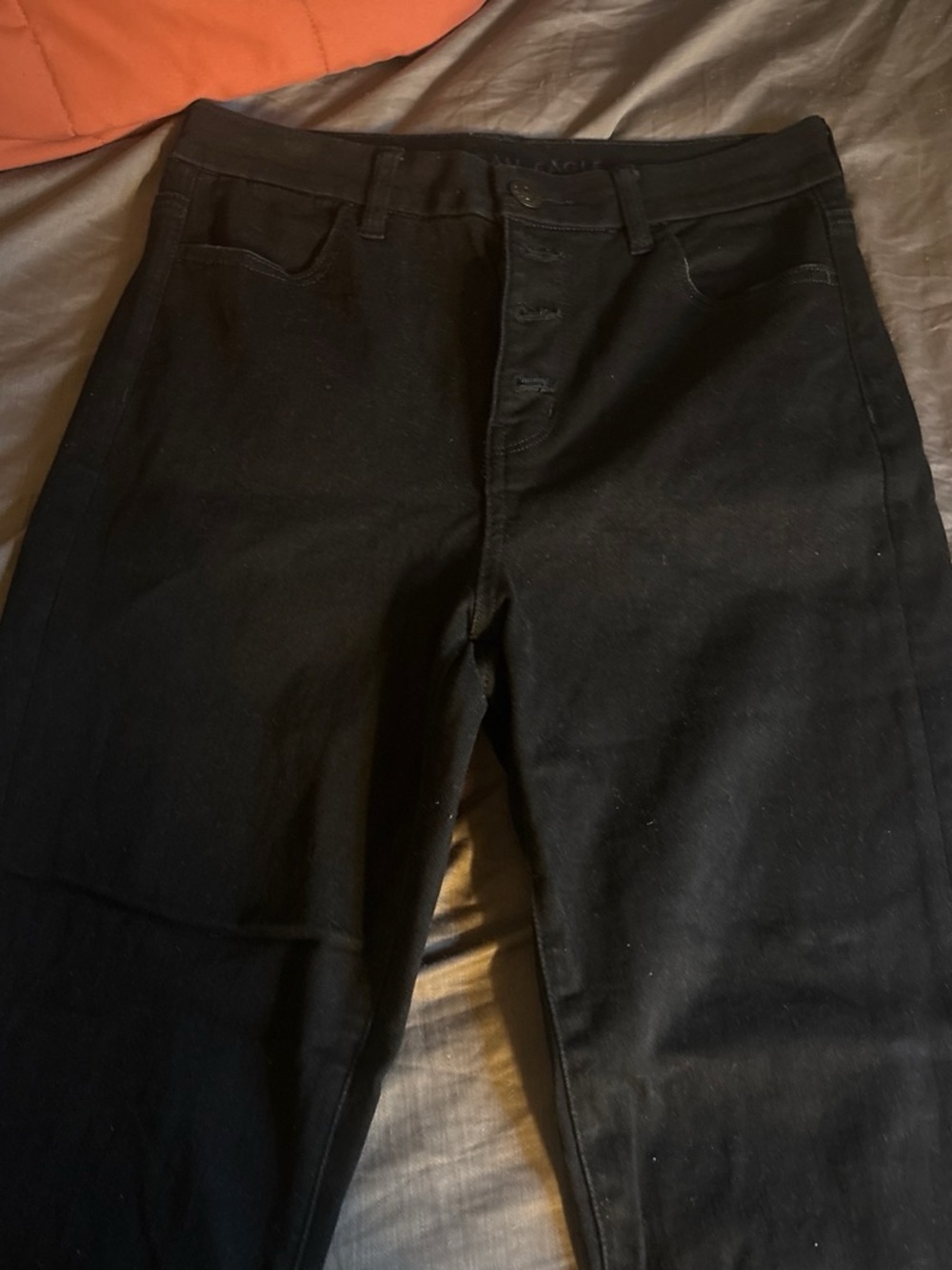 Vintage American Eagle Outfitters Women's High-Rise Black Button-Fly Jeans